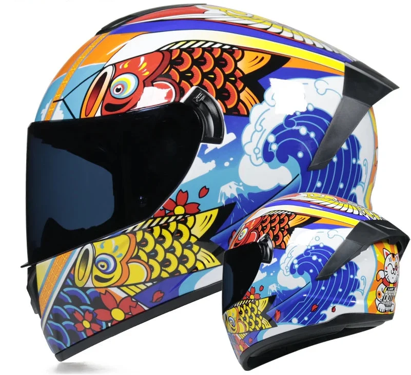 Capacete Integral de Competição para Motociclismo com Viseira Dupla e Certificação DOT - Desfino