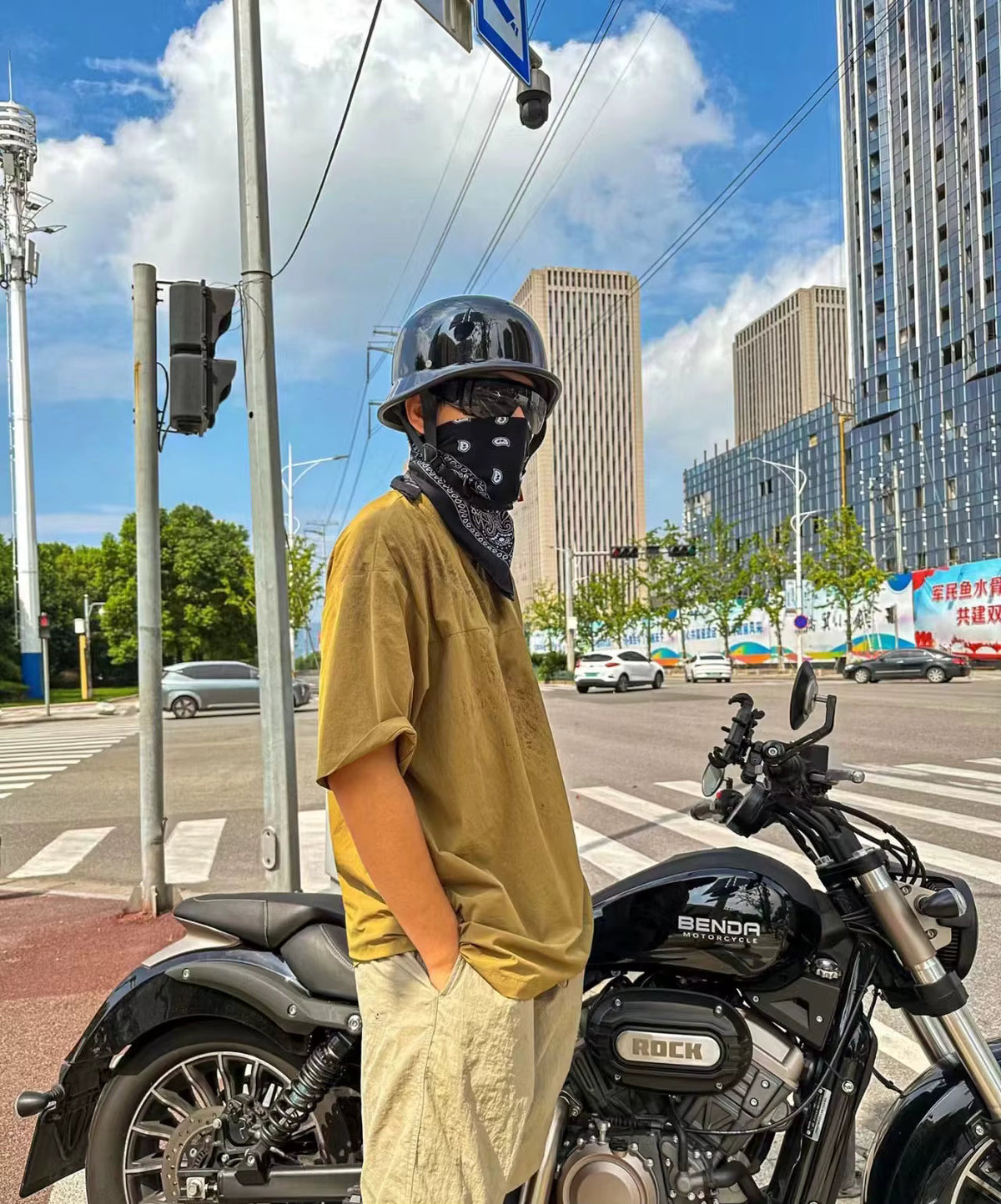 Cască de motocicletă vintage de tip german, cu semicalotă, certificată DOT - Desfino