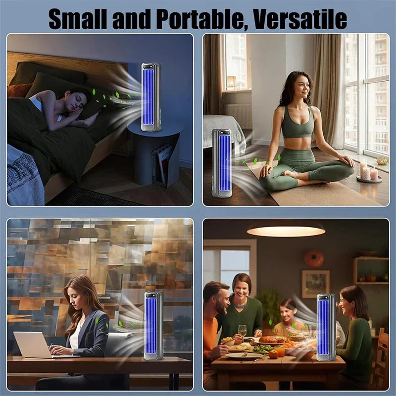 Refrigerador portátil sem pás BreezeOriel — carregamento USB, 3 velocidades, silencioso - Desfino