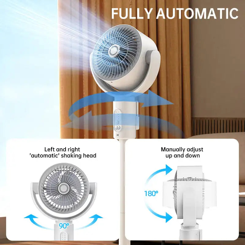 Dobíjecí oscilační ventilátor ZephyrWave - 5 rychlostí, časovač s dálkovým ovládáním - Desfino