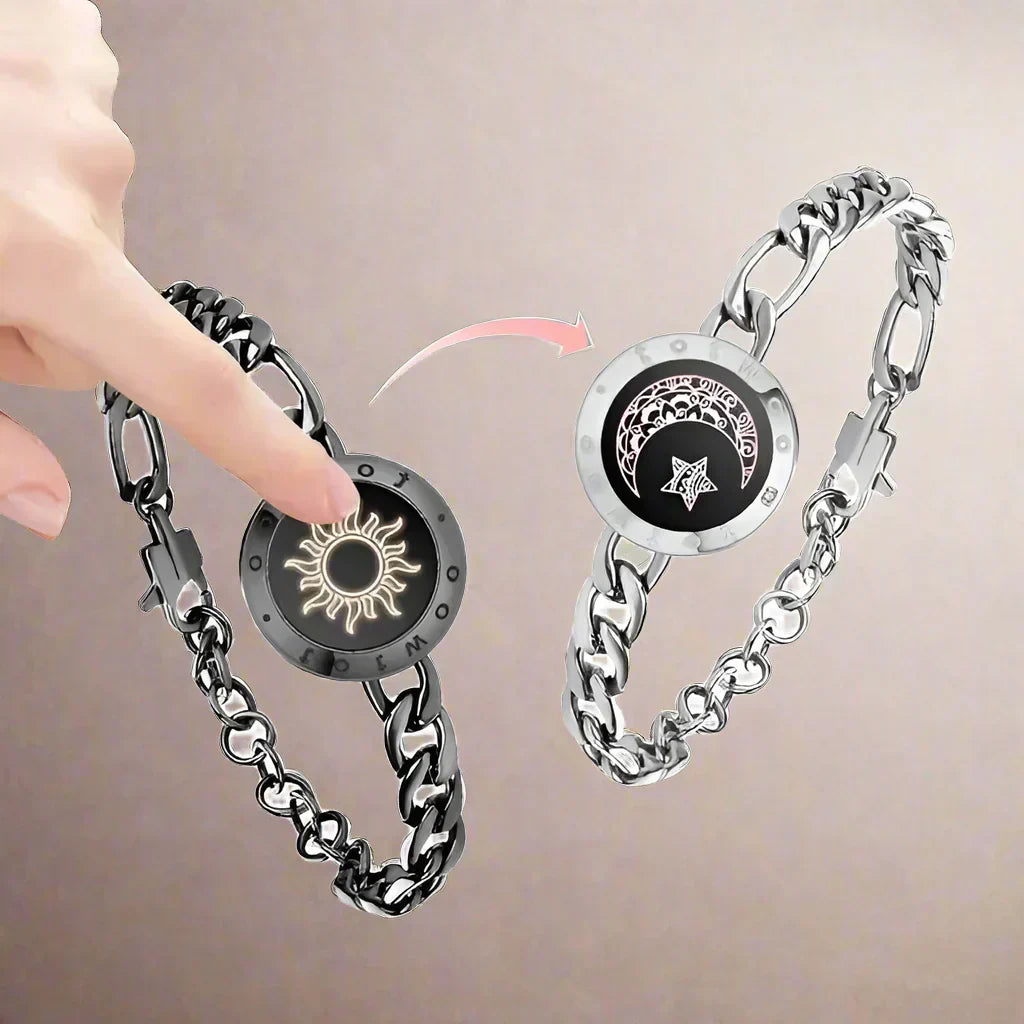 AuroraBond Duo-Armbänder — Synchronisiertes Paar für Fernbeziehungen mit berührungsaktiviertem Licht und Vibration