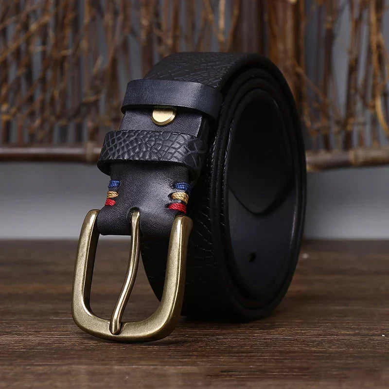 Ceinture en cuir de vache Kestrel de 1.5 in (3.8 cm) — Motif gaufré - Desfino