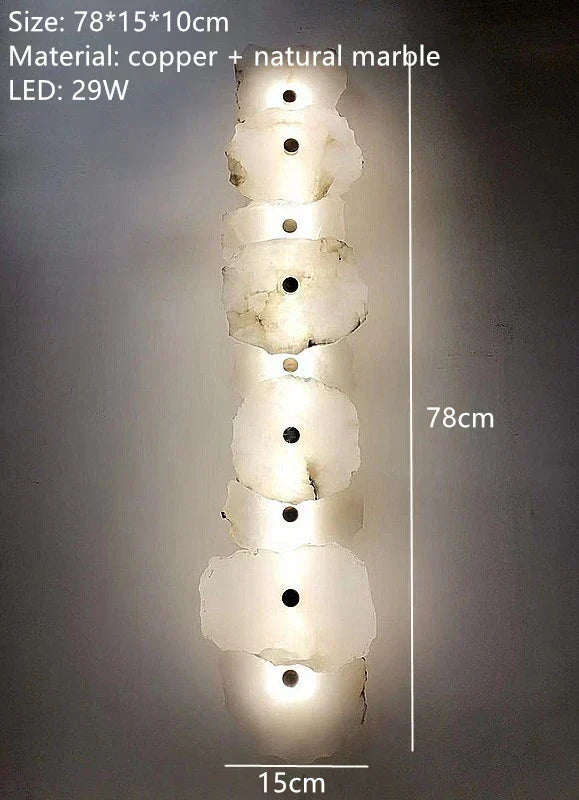 Aplique de parede LED de arte moderna Aurora — Mármore, detalhes em cobre - Desfino