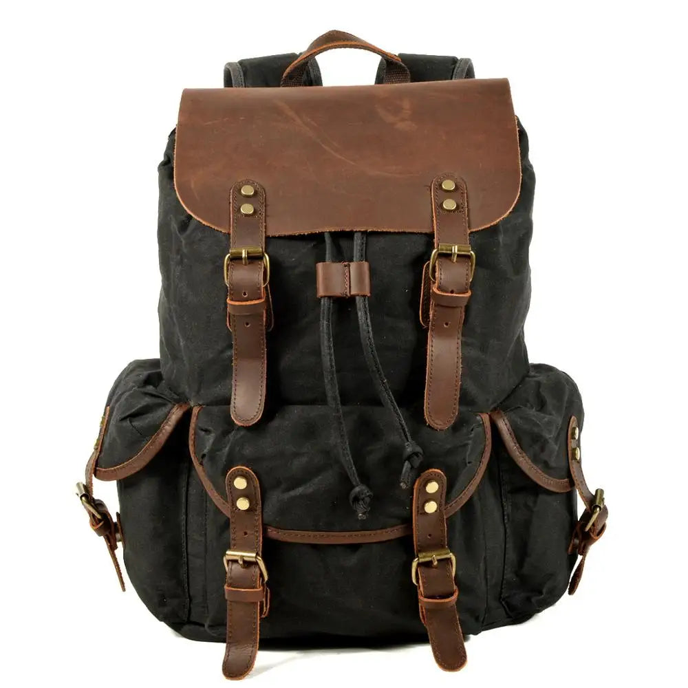 Ridgeway Canvas- und Lederrucksack mit 23 L Fassungsvermögen — Wasserabweisend - Desfino