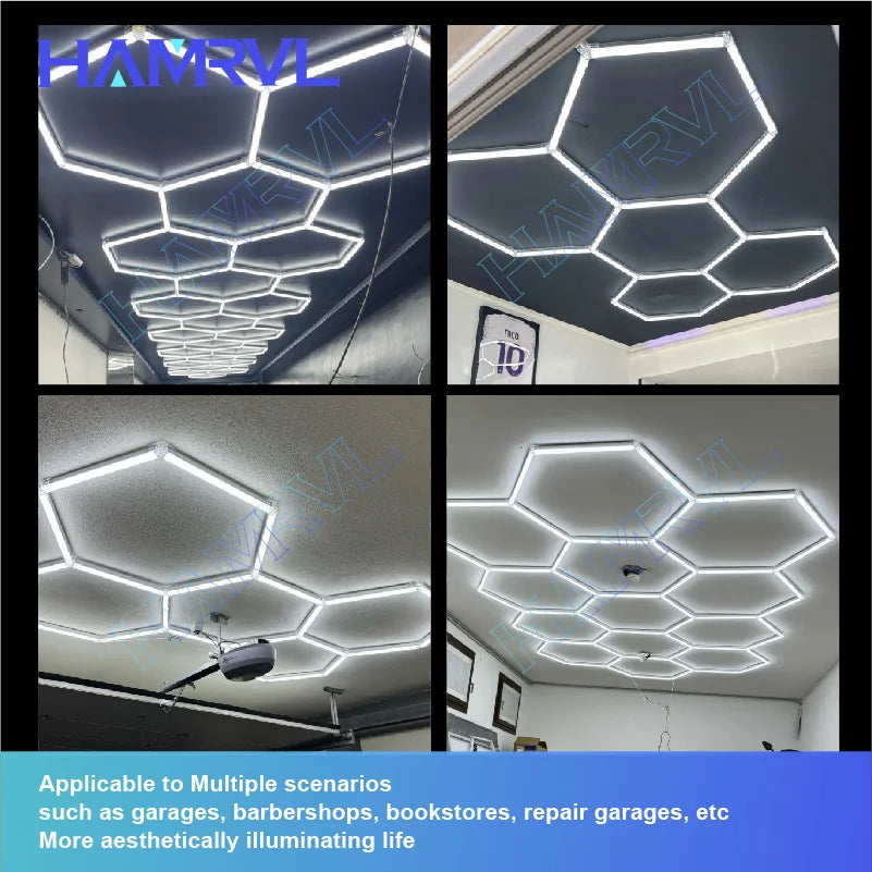 Lampe LED hexagonale de garage HAMRVL 110-240V, tube de 440mm | Desfino