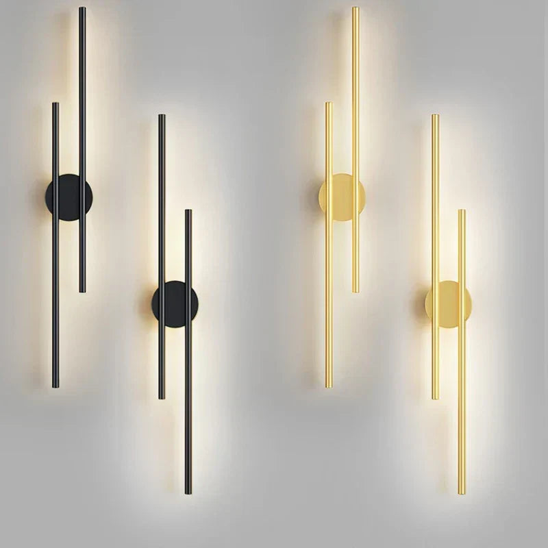 פמוטי קיר LED דו-ראשיים Brookside — שחור וזהב - Desfino