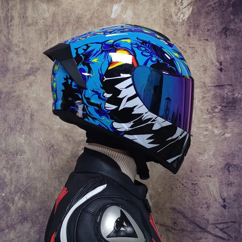 Capacete Integral de Competição para Motociclismo com Viseira Dupla e Certificação DOT - Desfino