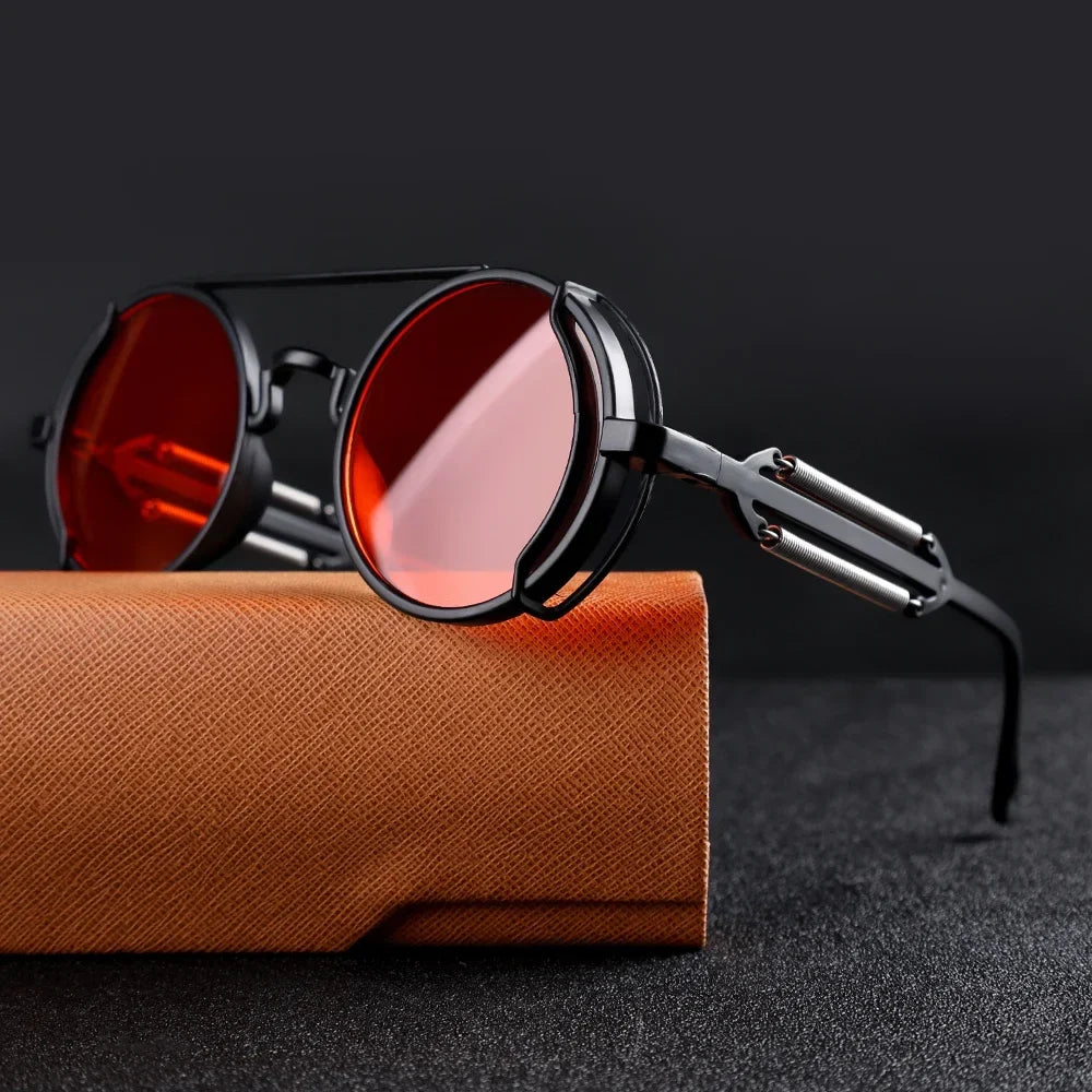 NovaVibe Rebel Fusion runde solbriller med speilglass — Retropunkstil - Desfino