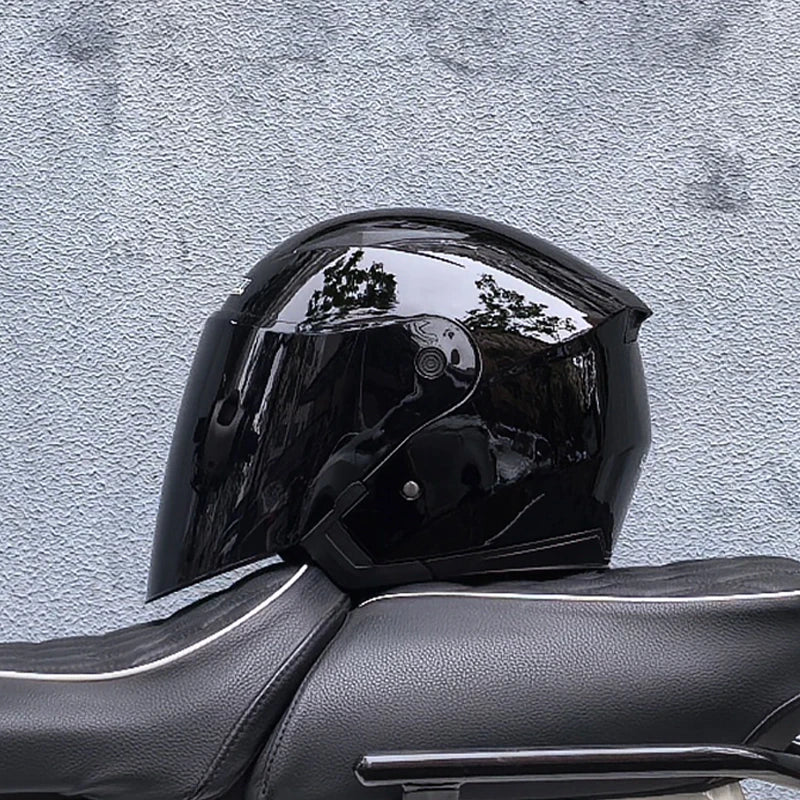 Casque de moto léger 3/4 - double visière, écran transparent, pare-soleil - Desfino