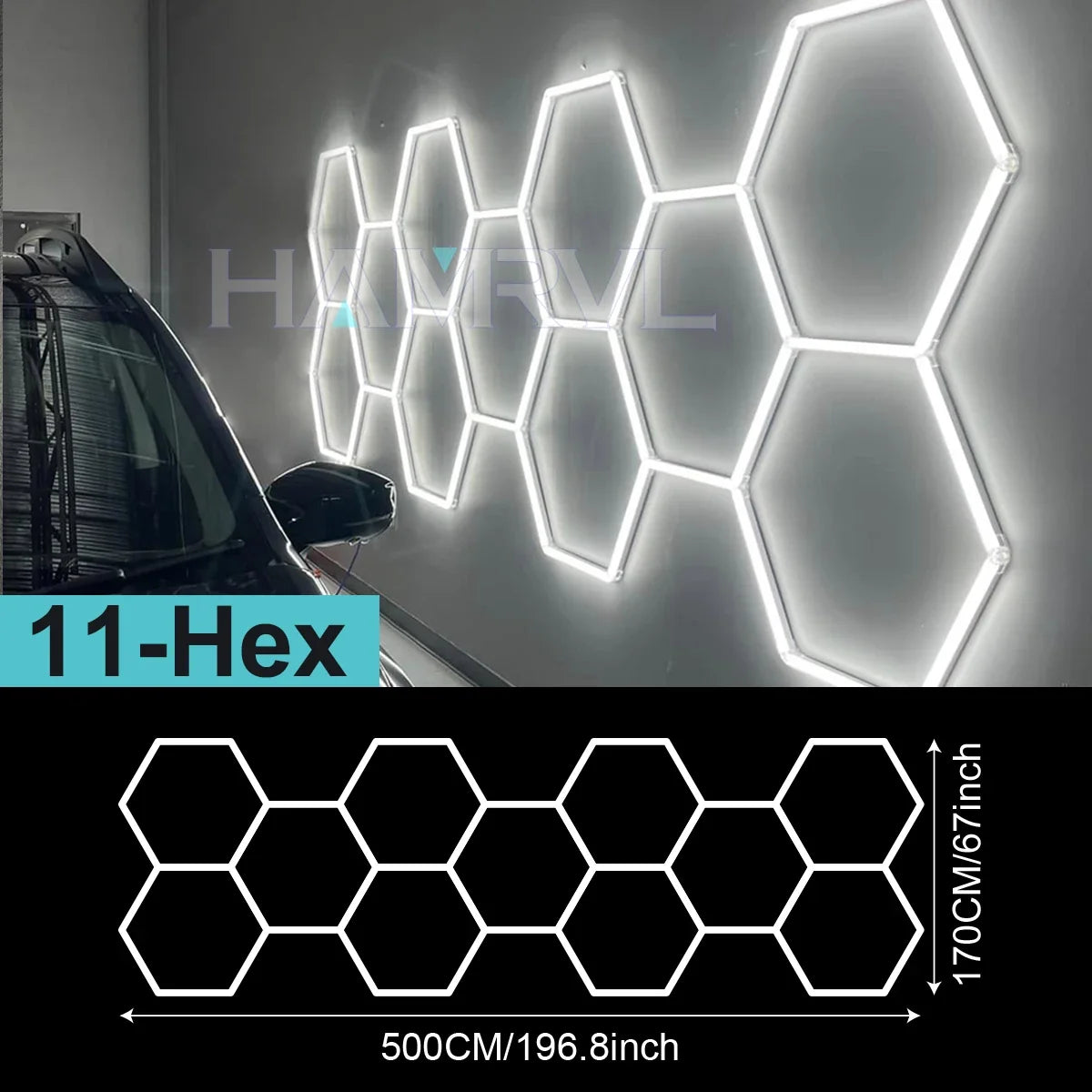 Lampe LED hexagonale de garage HAMRVL 110-240V, tube de 440mm | Desfino
