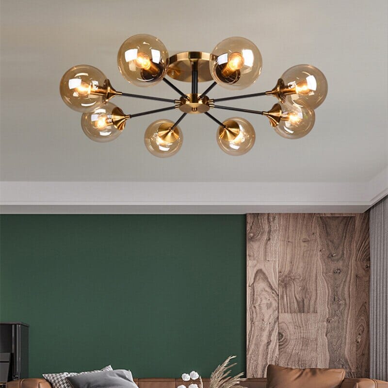 8-Light Glass Globe Chandelier in Jade
