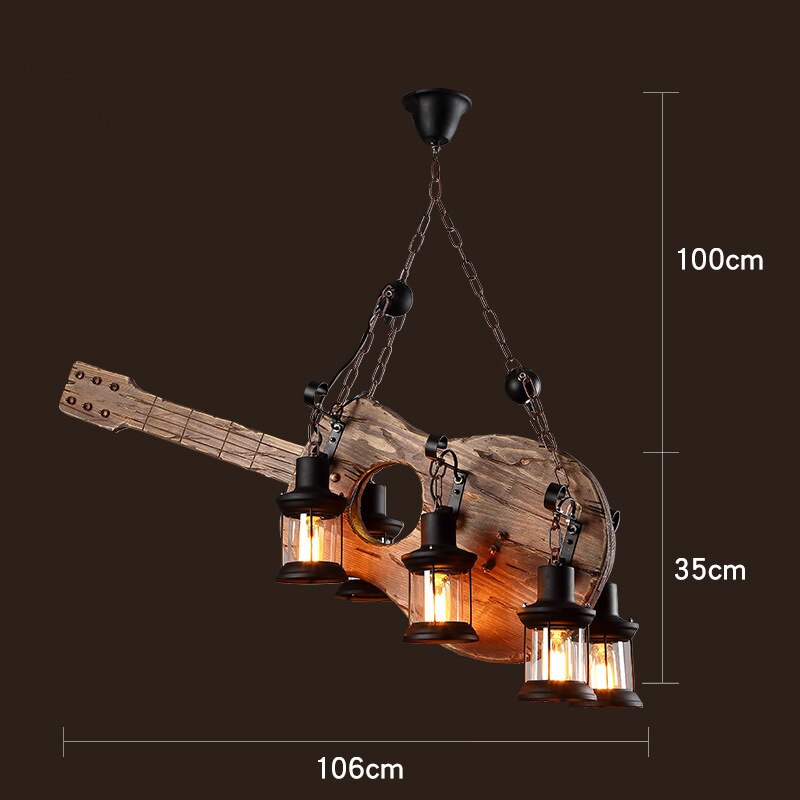 Industrial LED Ceiling Light — Vintage Wood and Iron Fixture - Desfino