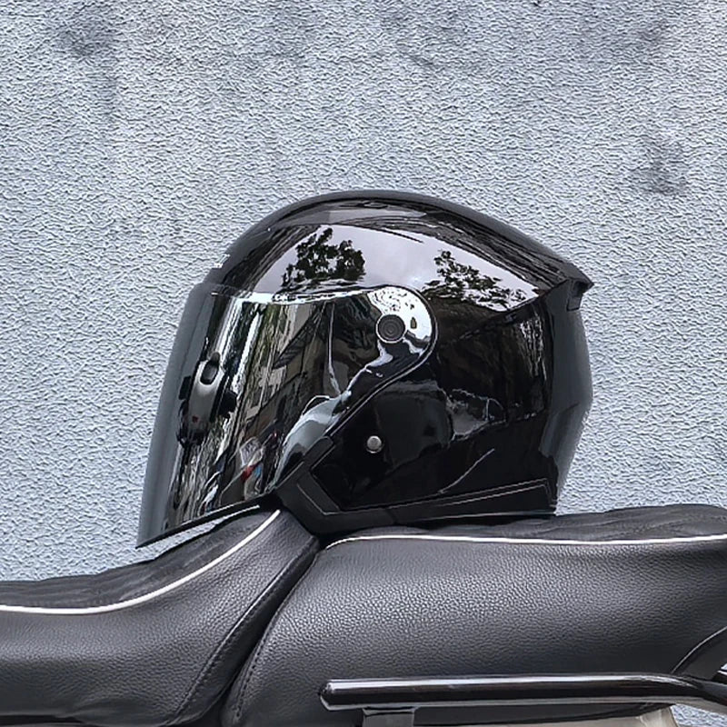 Casque de moto léger 3/4 - double visière, écran transparent, pare-soleil - Desfino