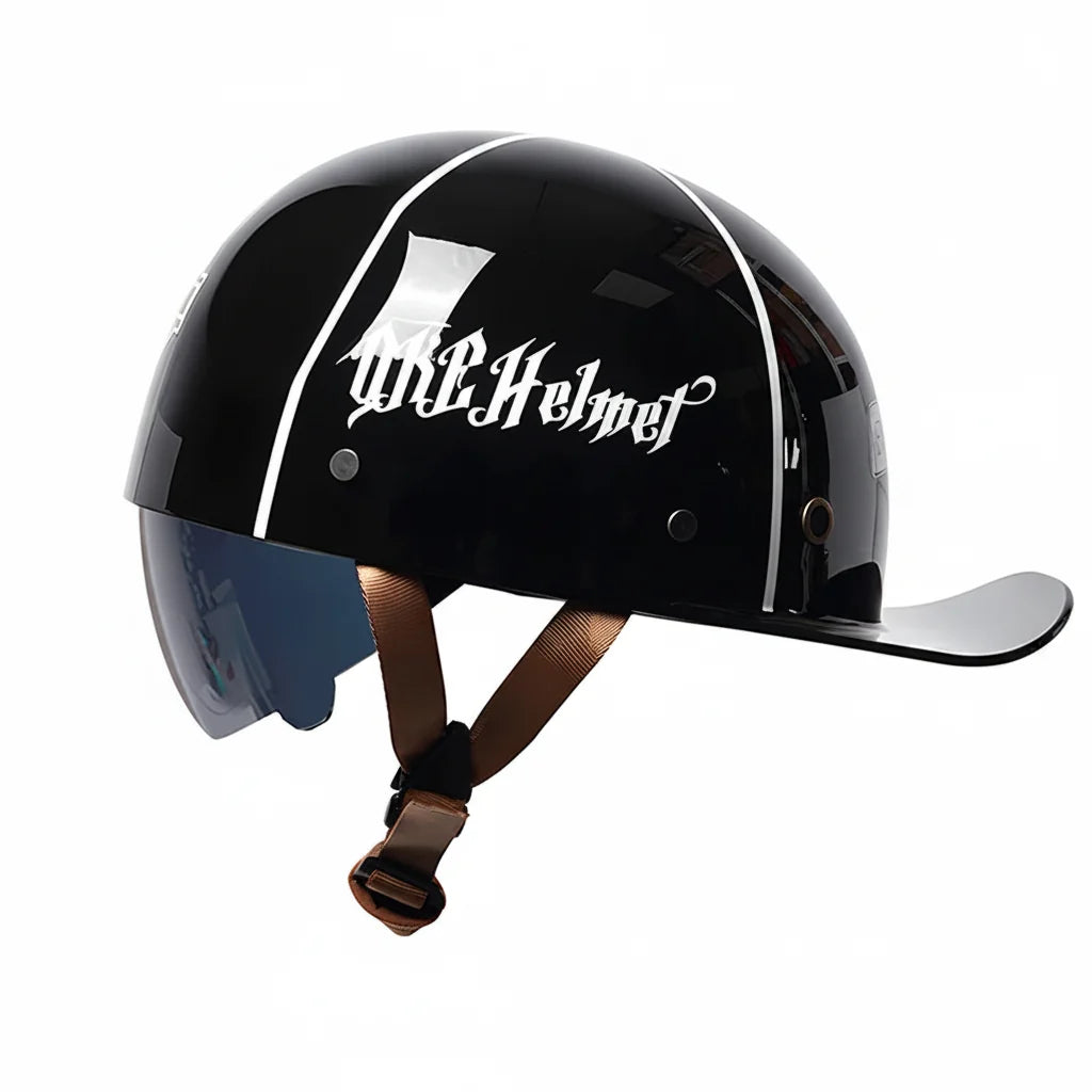 Retro-Halbschalenhelm im Baseball-Cap-Stil mit ausziehbarer Innenlinse - Desfino