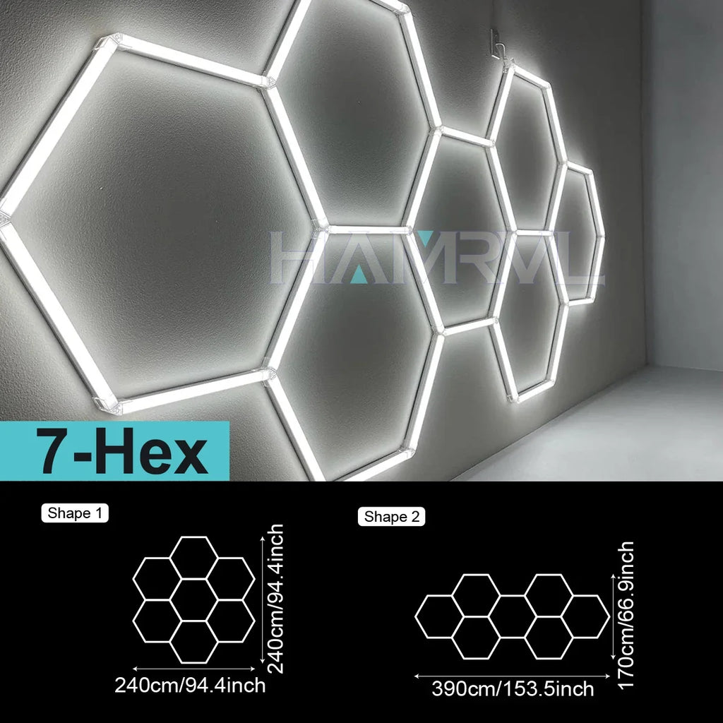 Lampe LED hexagonale de garage HAMRVL 110-240V, tube de 440mm | Desfino