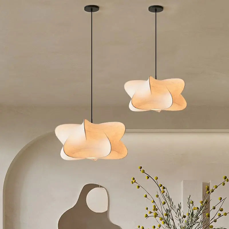 Hedvábná závěsná lampa LumiNara — japonský design wabi-sabi - Desfino