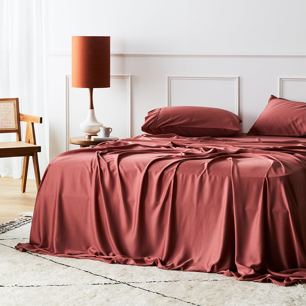 AureaLoom Bamboo Lyocell Silkweave Flat Sheet — Cooling - Desfino