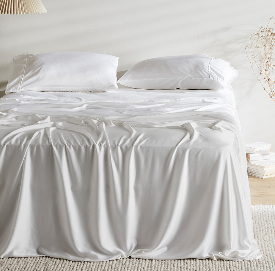 AureaLoom Bamboo Lyocell Silkweave Flat Sheet — Cooling - Desfino