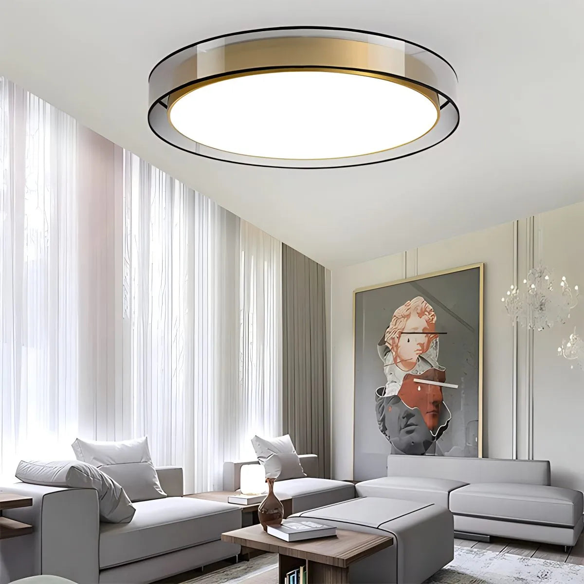 Simple Round LED Copper Pendant Light Ceiling Lamp | Desfino