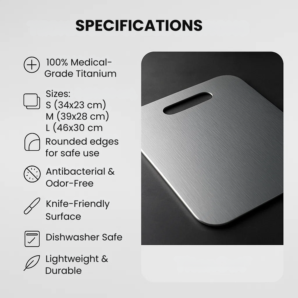 Alera Nonporous Medical-Grade Titanium Cutting Board