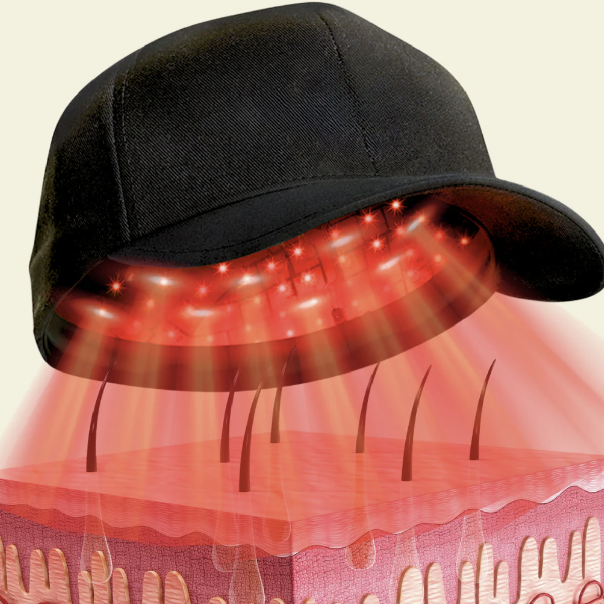 Unexo tragbare Haarwuchs-Kappe - Gerät für Rotlichttherapie mit niedriger Intensität - Desfino