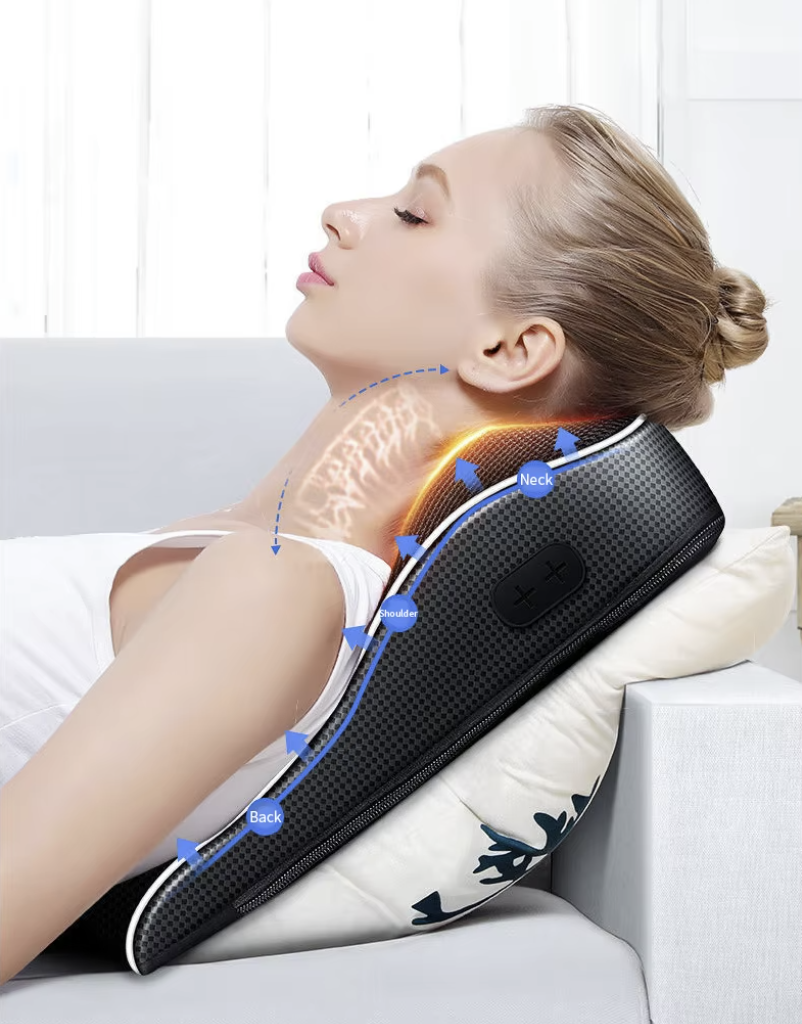 Massagekudde för nacke och kropp — 20 kulor, knådning, värme och vibration - Desfino