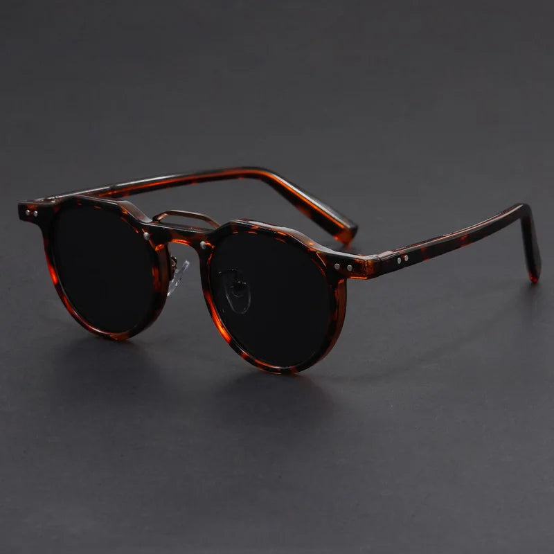 Vintara runda polariserade solglasögon — UV400, genomskinliga sköldpaddsmönstrade skalmar - Desfino