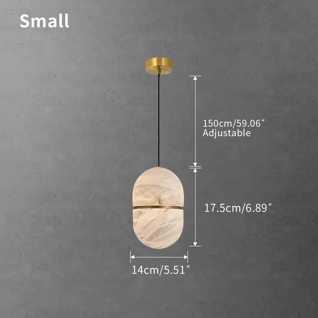 Moderne luxuriöse ovale Pendelleuchte aus spanischem Alabaster | Desfino