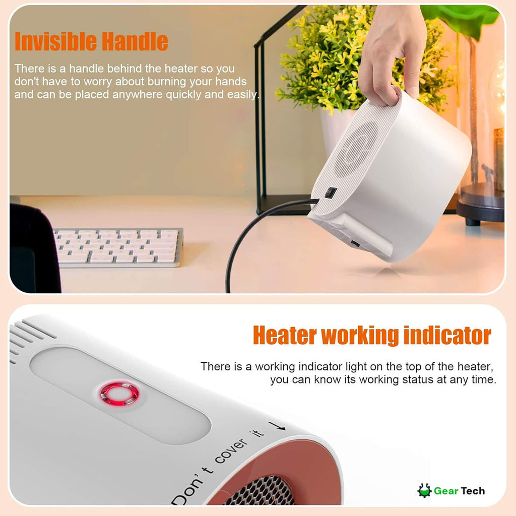 NexaHeat USB-s elektromos hősugárzó — Kerámia PTC, állítható hőmérséklet, felborulás elleni védelem - Desfino
