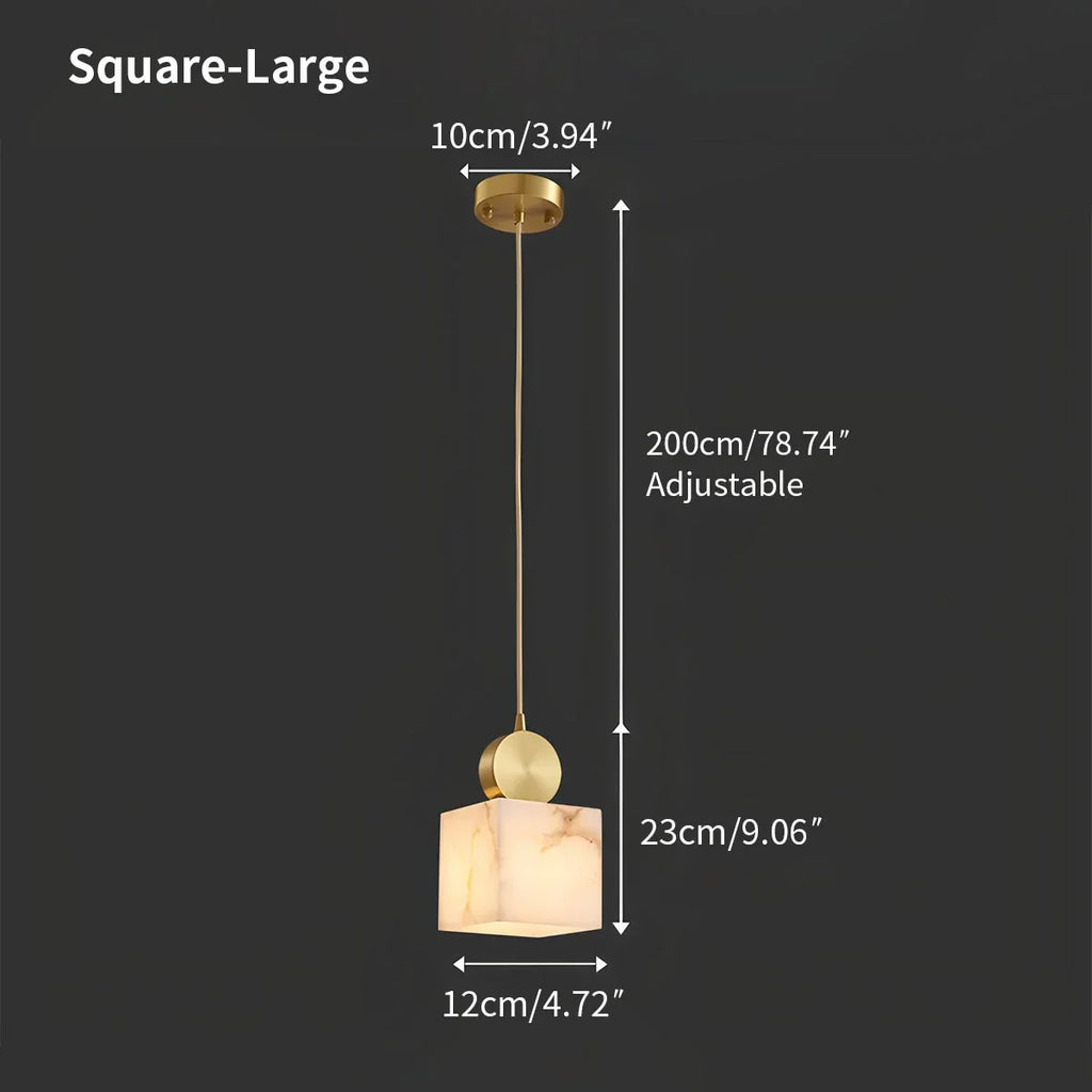 All Copper Geometric Spanish Alabaster Pendant Light | Desfino
