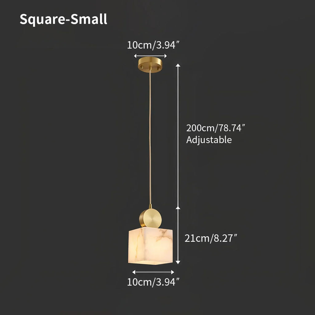 All Copper Geometric Spanish Alabaster Pendant Light | Desfino