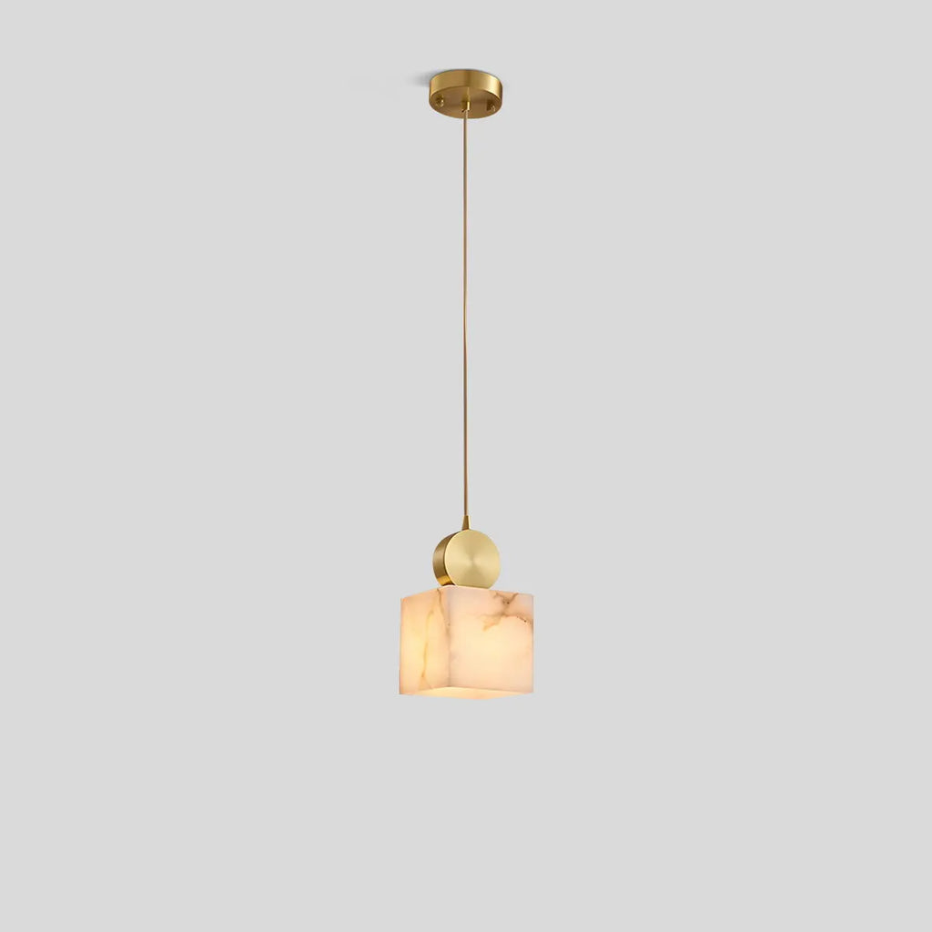 All Copper Geometric Spanish Alabaster Pendant Light | Desfino