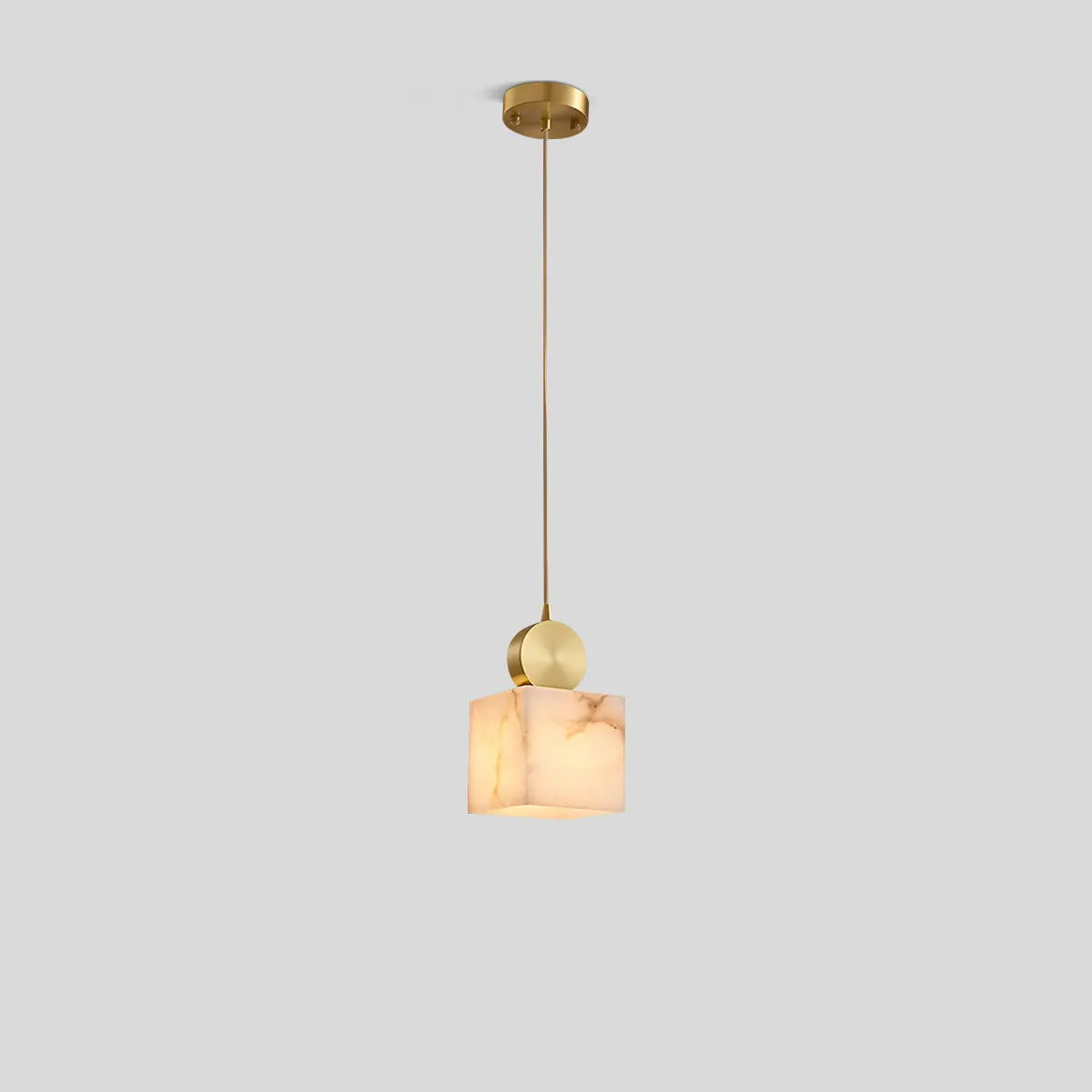 All Copper Geometric Spanish Alabaster Pendant Light | Desfino