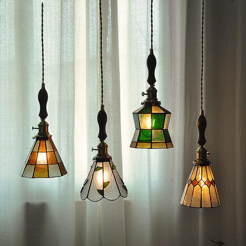 Candeeiro suspenso LED Mirella — vitral vintage, lâmpada de 4 W incluída - Desfino