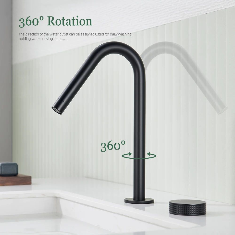 NexaFlow Single-Handle Basin Faucet — 360° Swivel Spout - Desfino
