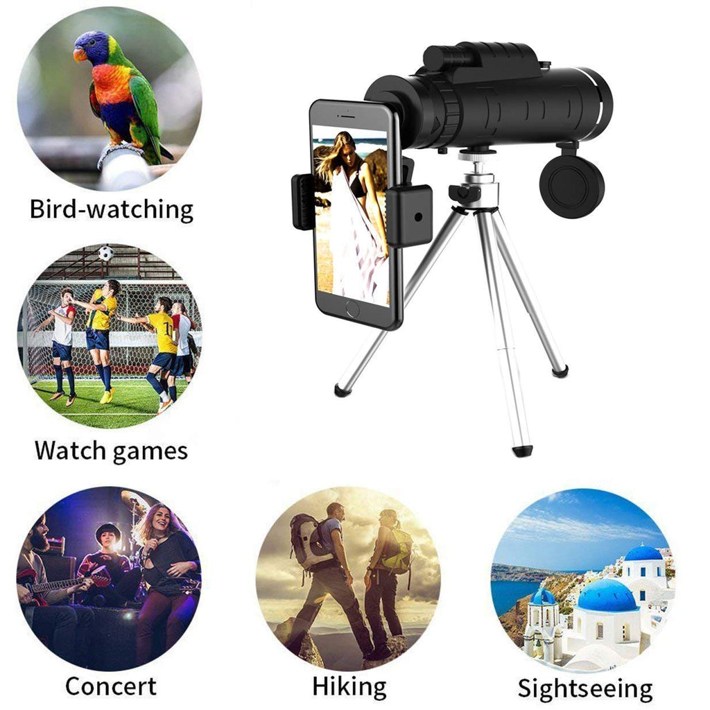 AstraView Pro 10x vanntett monokulærkikkert — telefonholder og stativ | Desfino
