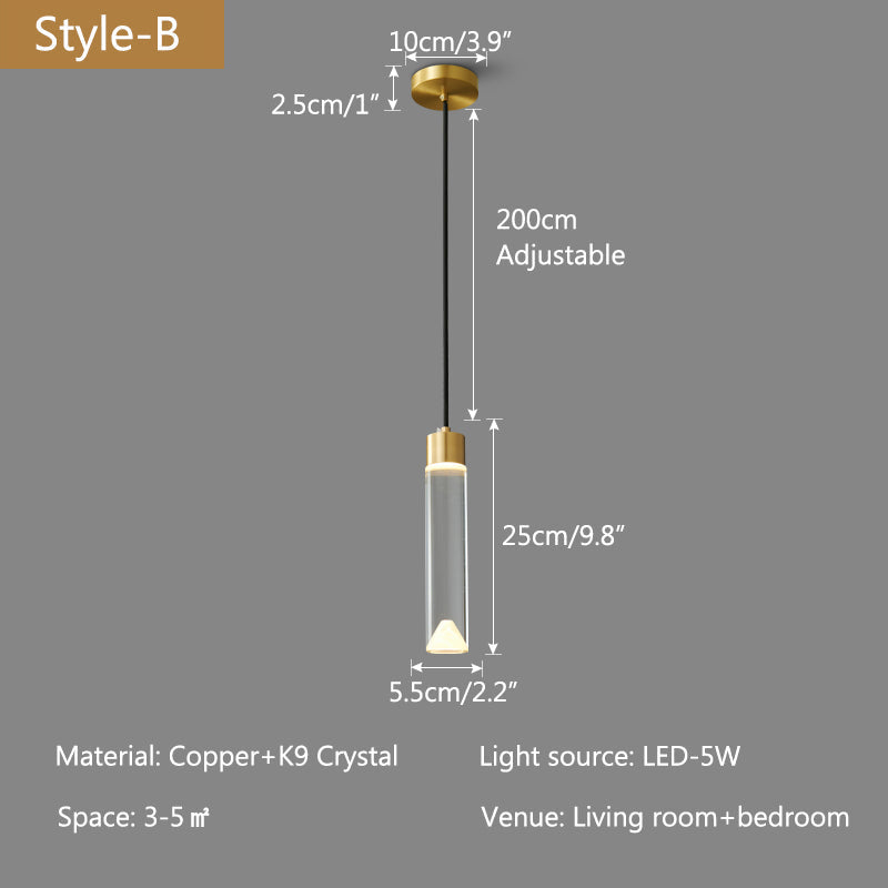 Copper Crystal Pendant Light Multiple Styles Available | Desfino