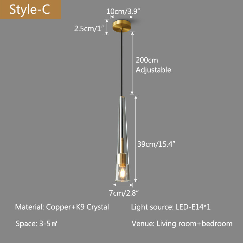 Copper Crystal Pendant Light Multiple Styles Available | Desfino