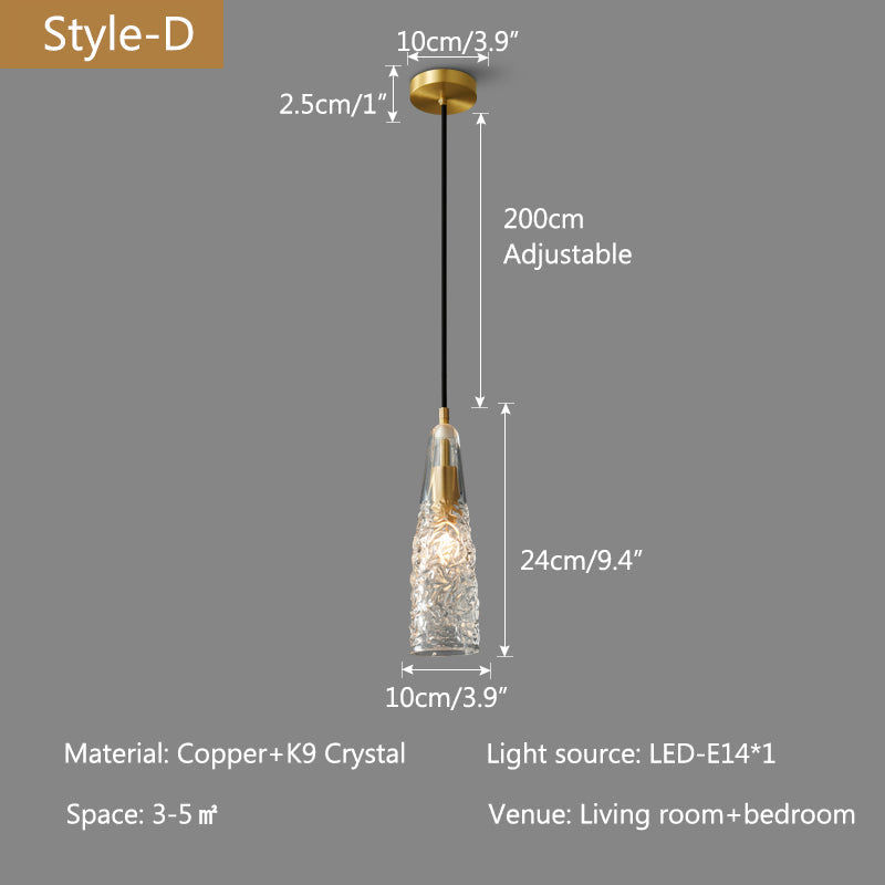 Copper Crystal Pendant Light Multiple Styles Available | Desfino