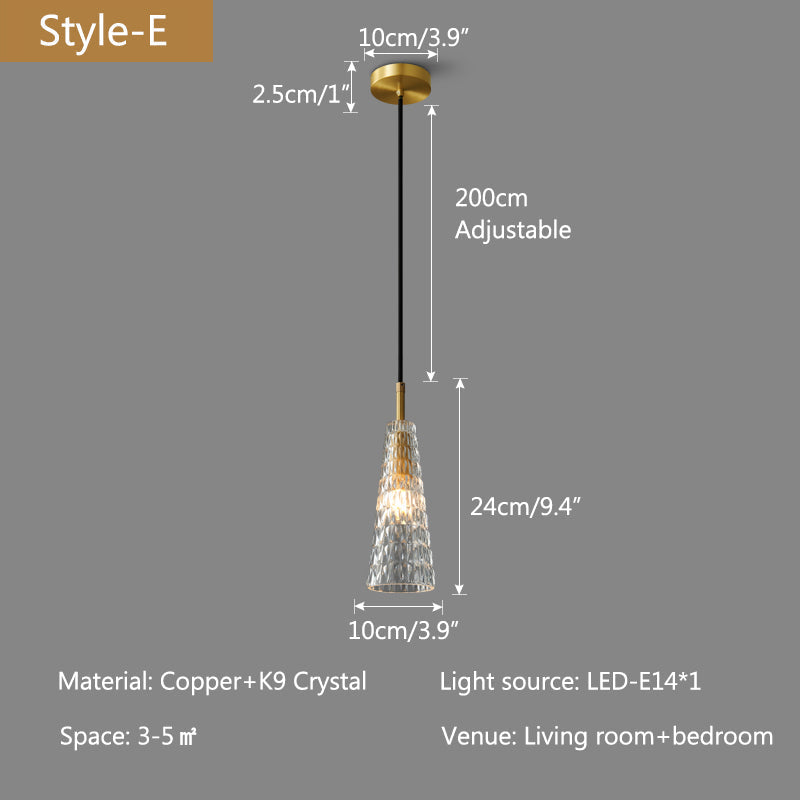 Copper Crystal Pendant Light Multiple Styles Available | Desfino
