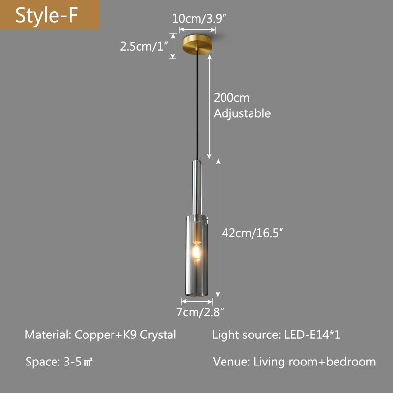 Copper Crystal Pendant Light Multiple Styles Available | Desfino