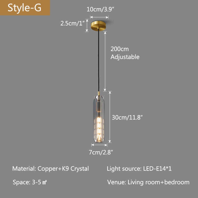 Copper Crystal Pendant Light Multiple Styles Available | Desfino