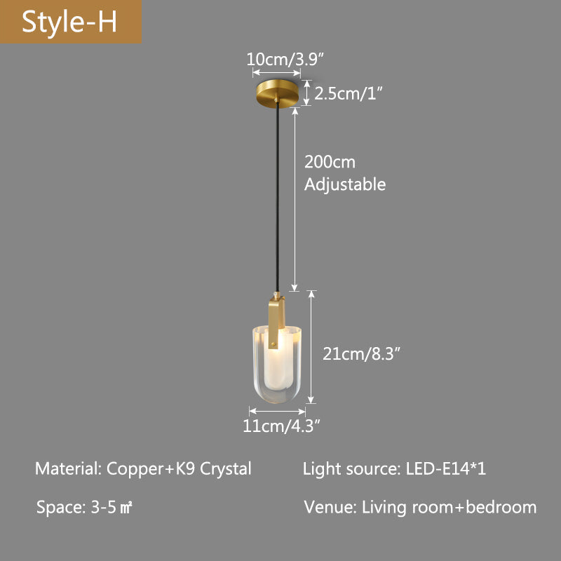 Copper Crystal Pendant Light Multiple Styles Available | Desfino