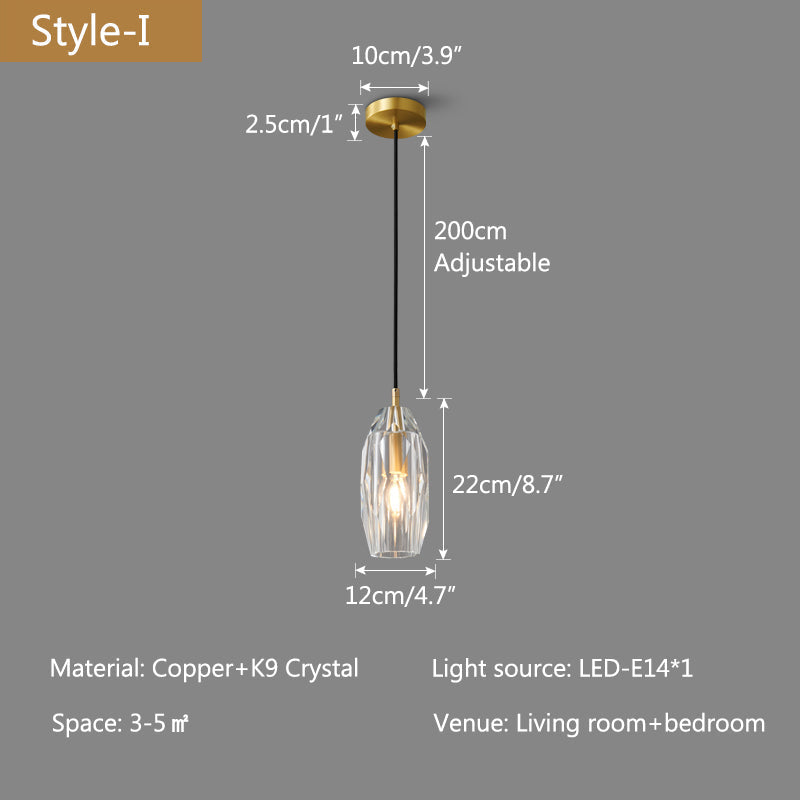 Copper Crystal Pendant Light Multiple Styles Available | Desfino