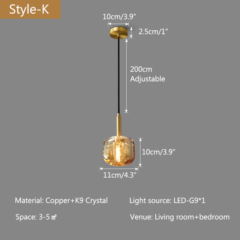 Copper Crystal Pendant Light Multiple Styles Available | Desfino