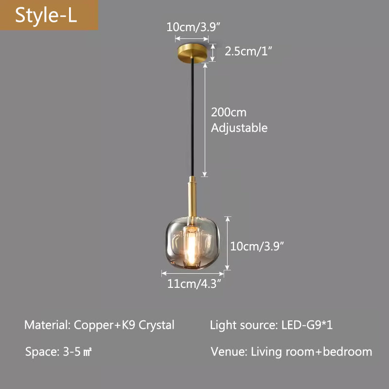 Copper Crystal Pendant Light Multiple Styles Available | Desfino
