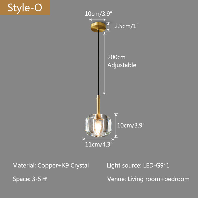 Copper Crystal Pendant Light Multiple Styles Available | Desfino