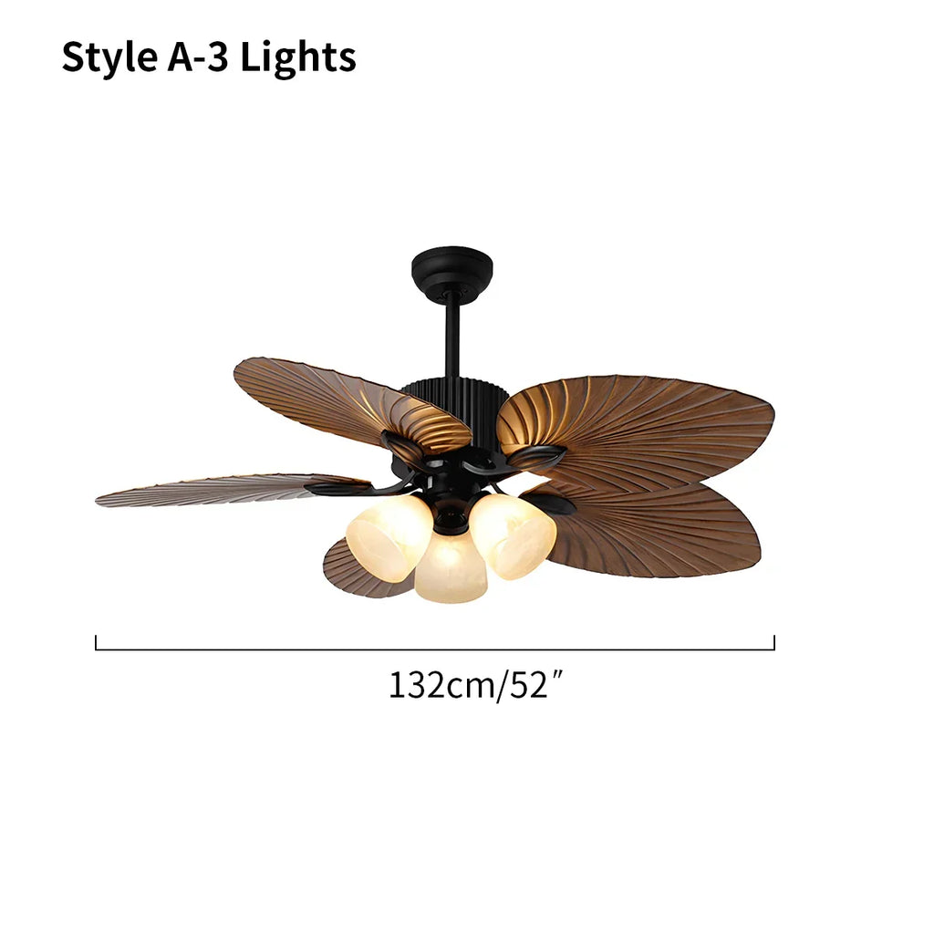 Tropical Palm Leaves Ceiling Fan with Light | Desfino