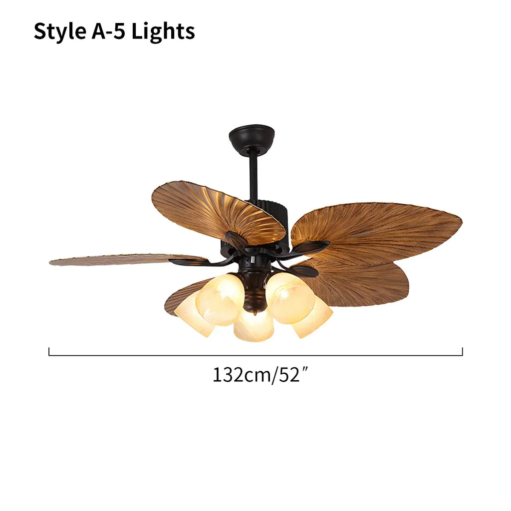 Tropical Palm Leaves Ceiling Fan with Light | Desfino