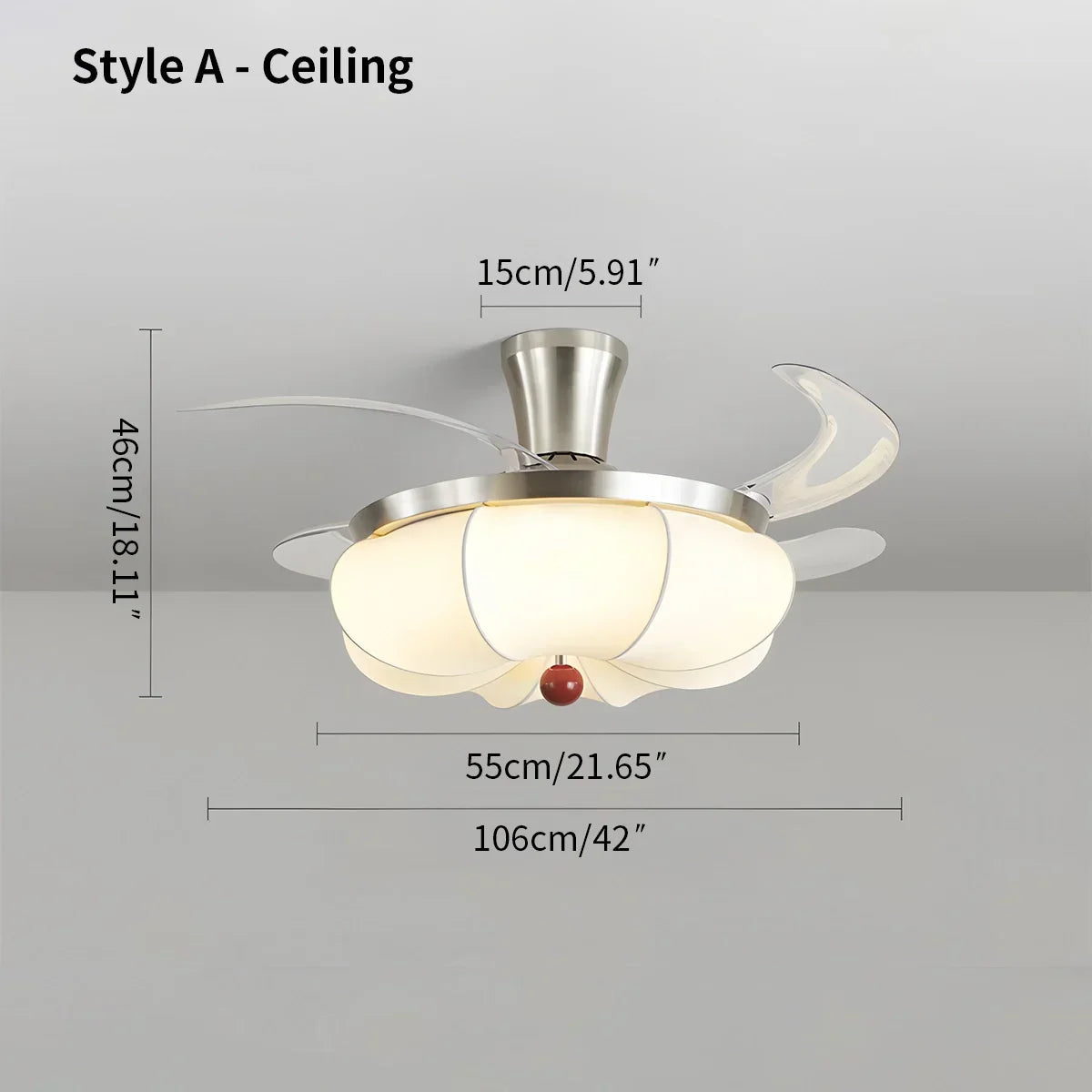 Retro-Deckenventilator mit Stoffschirm und Licht für das Esszimmer | Desfino